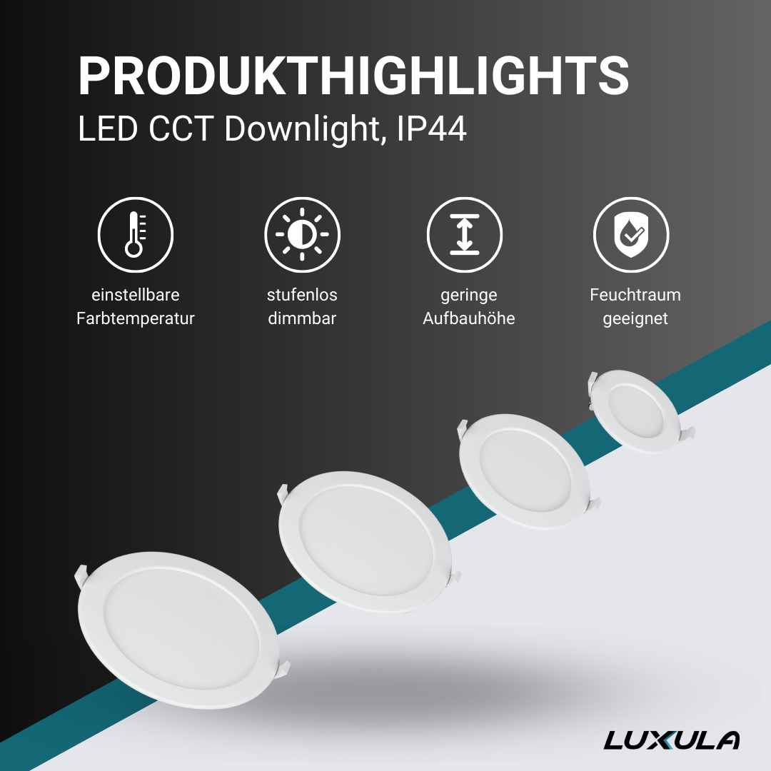 LUXULA LED CCT Downlight, dimmbar 12W, ø170mm