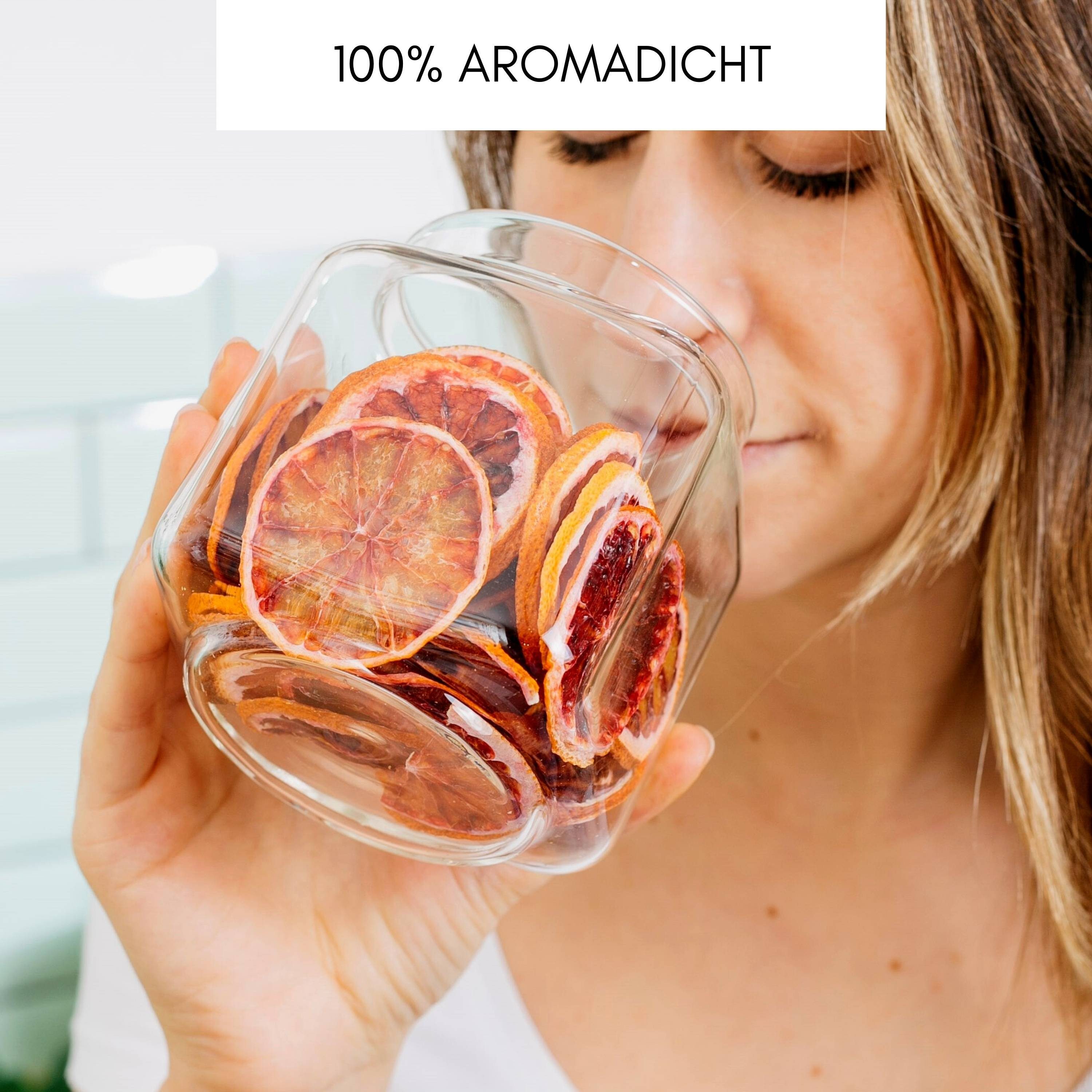 Econovo Vorratsglas eckig, (Set, 3-tlg., stapelbar & luftdicht), eckige Vorratsdosen aus Glas mit Deckel für Lebensmittel & Gewürze