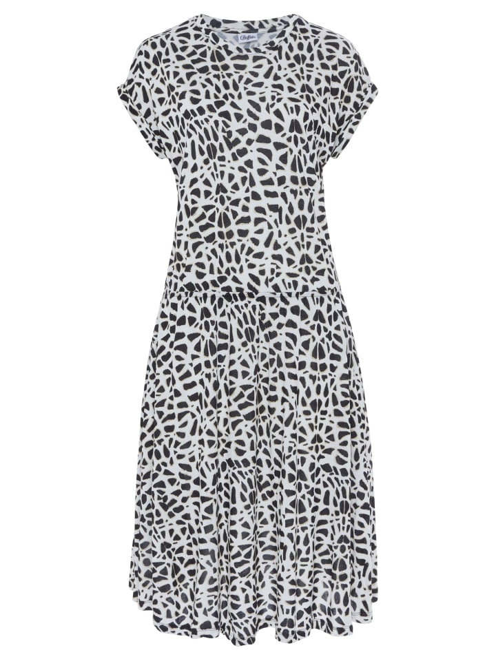 LASCANA Jerseykleid in creme-schwarz bedruckt günstig kaufen
