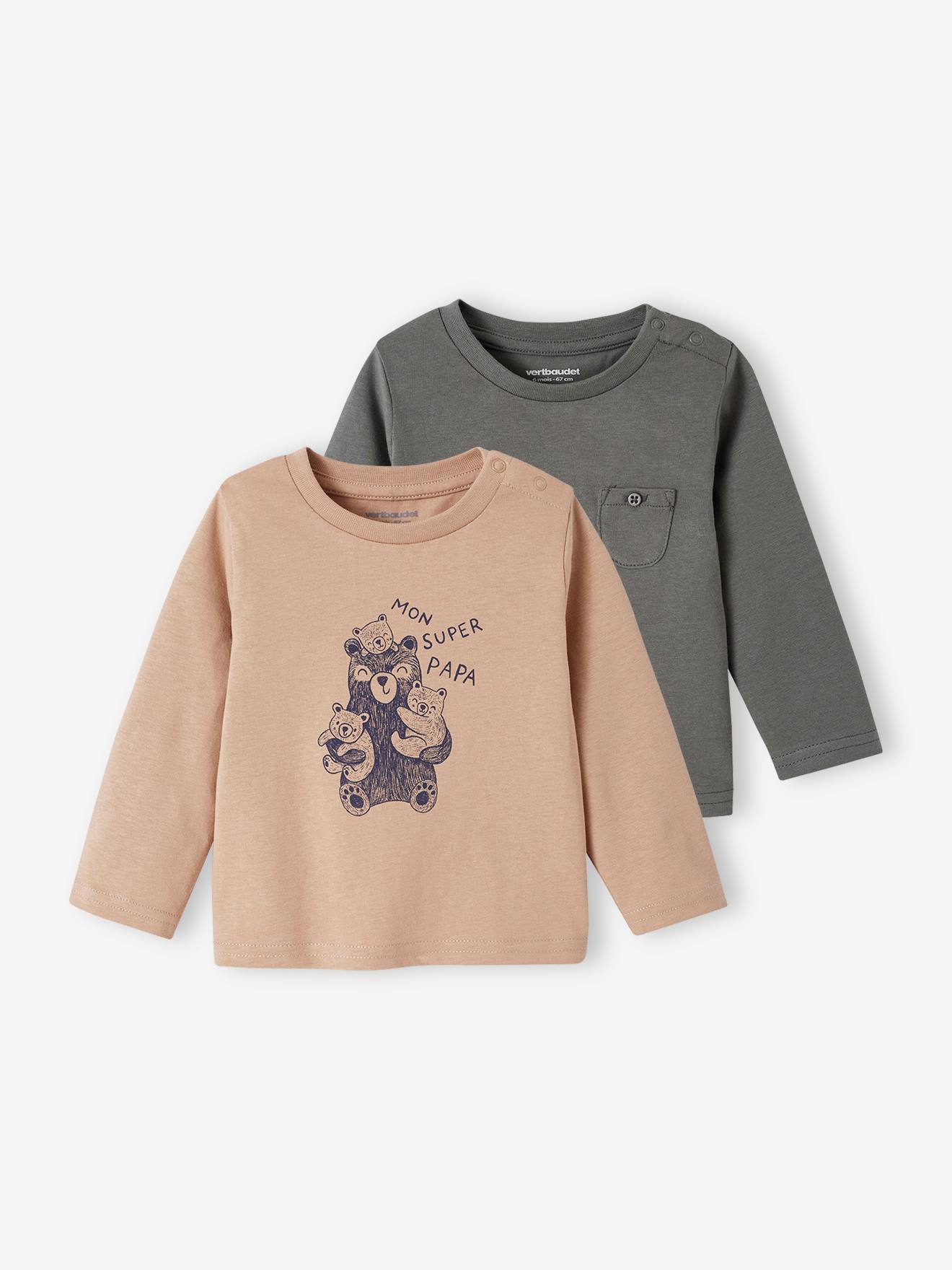 Lot de 2 tee-shirts Basics bébé manches longues écru