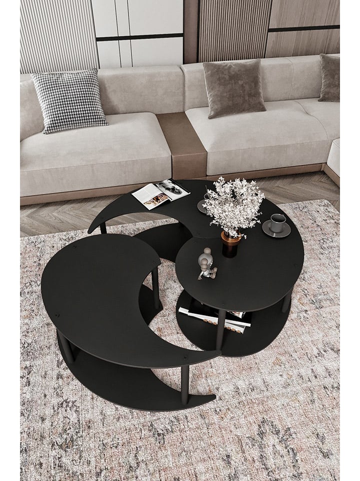 Evila 3er-Set: Couchtische ''Yin Yang'' in Schwarz - (H)38 x Ø 70 cm günstig kaufen onesize