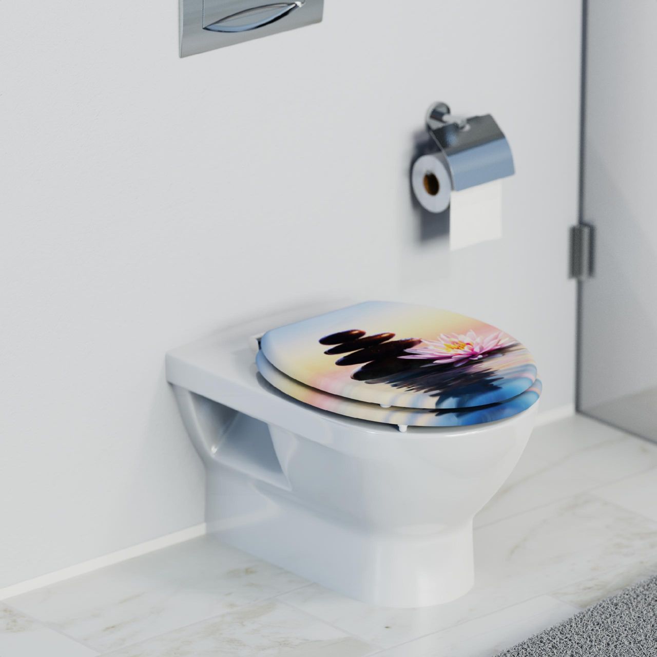 Schütte MDF WC Sitz SUNSET DREAM, Toilettendeckel mit Absenkautomatik, Holzkern