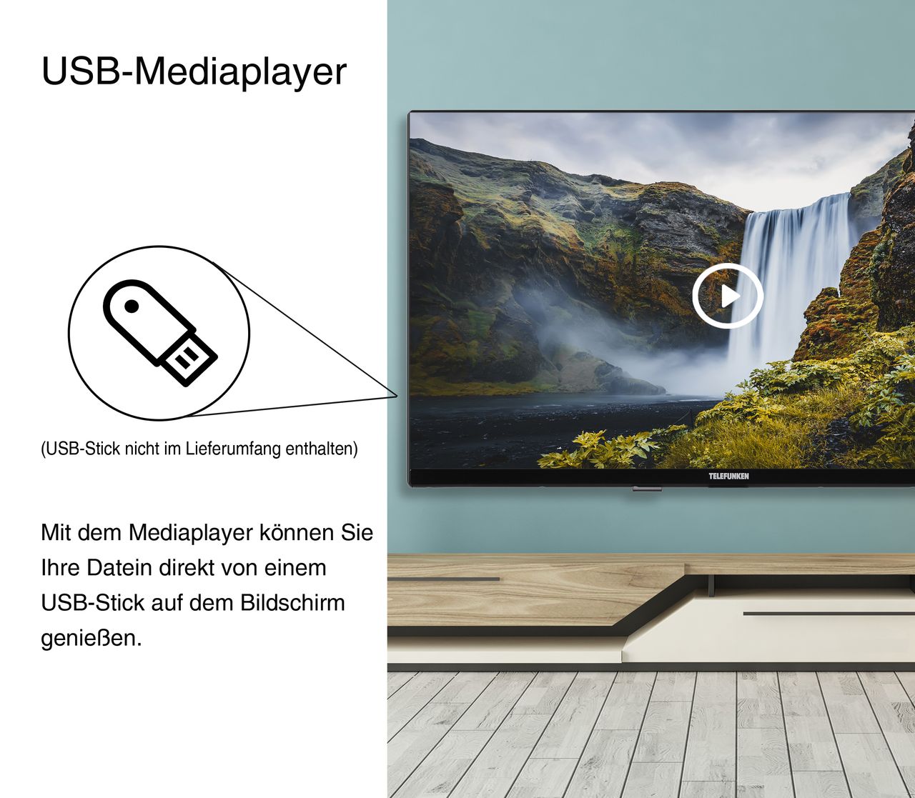 Telefunken TELEFUNKEN XH24O550M Fernseher 24 Zoll HD-ready LED TV mit Triple-Tuner, schwarz