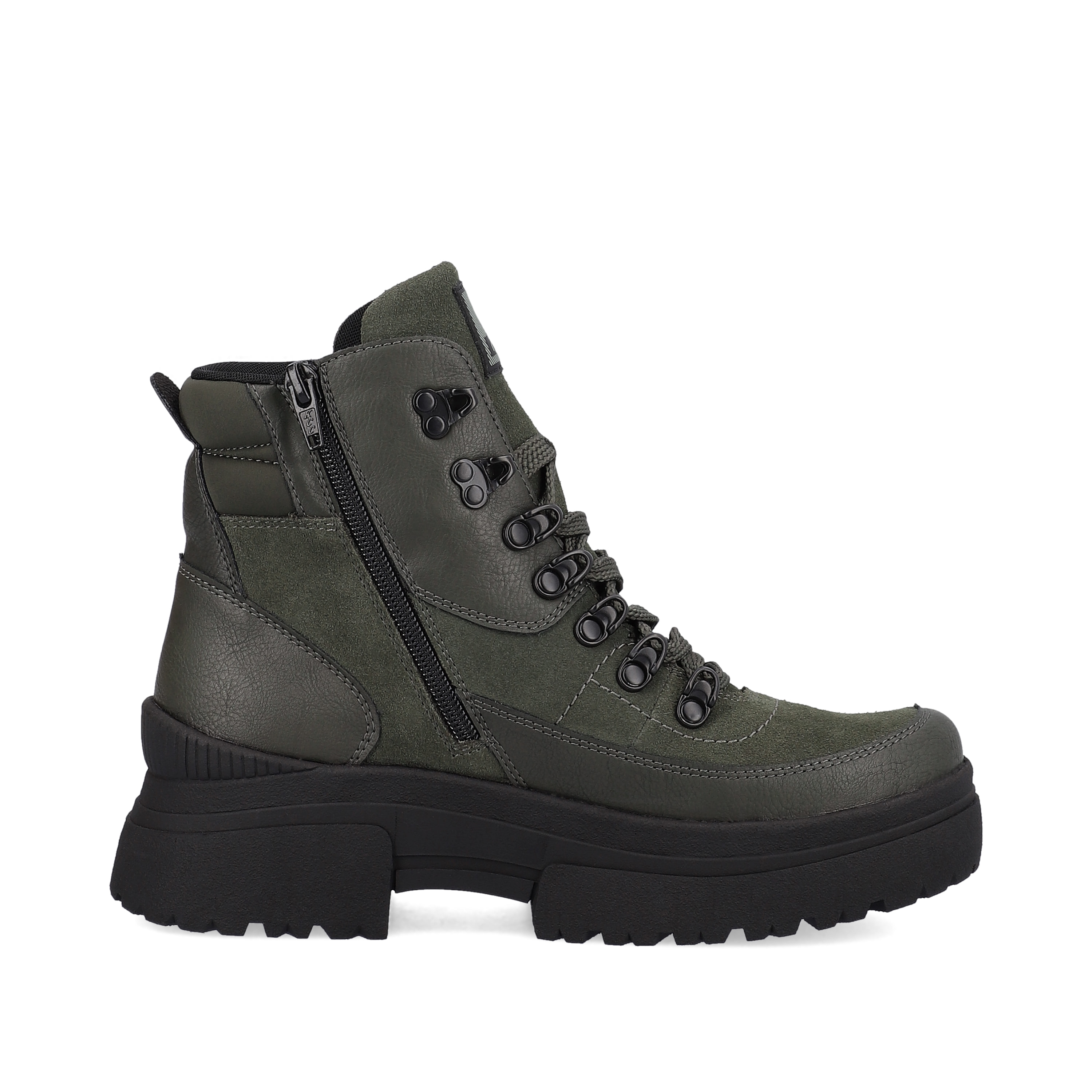 Rieker Damen Schnürstiefel army-green black