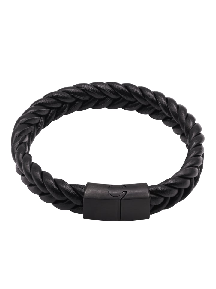 Steel_Art Herrenarmband Lederarmband Jakob in schwarz günstig kaufen