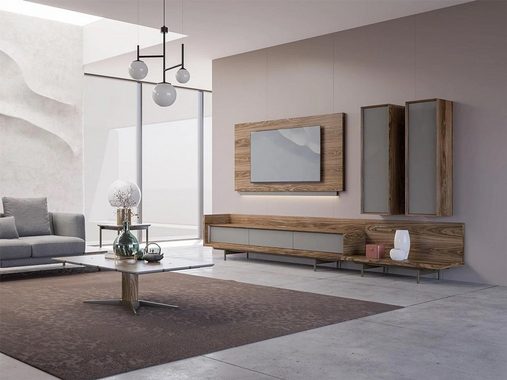 JVmoebel Wohnwand Wohnzimmermöbel TV-Ständer Komplett Wandschrank TV Rahmen, (4-St., 1x TV-Ständer + 1x TV Rahmen + 2x Wandschrank), Made in Europa