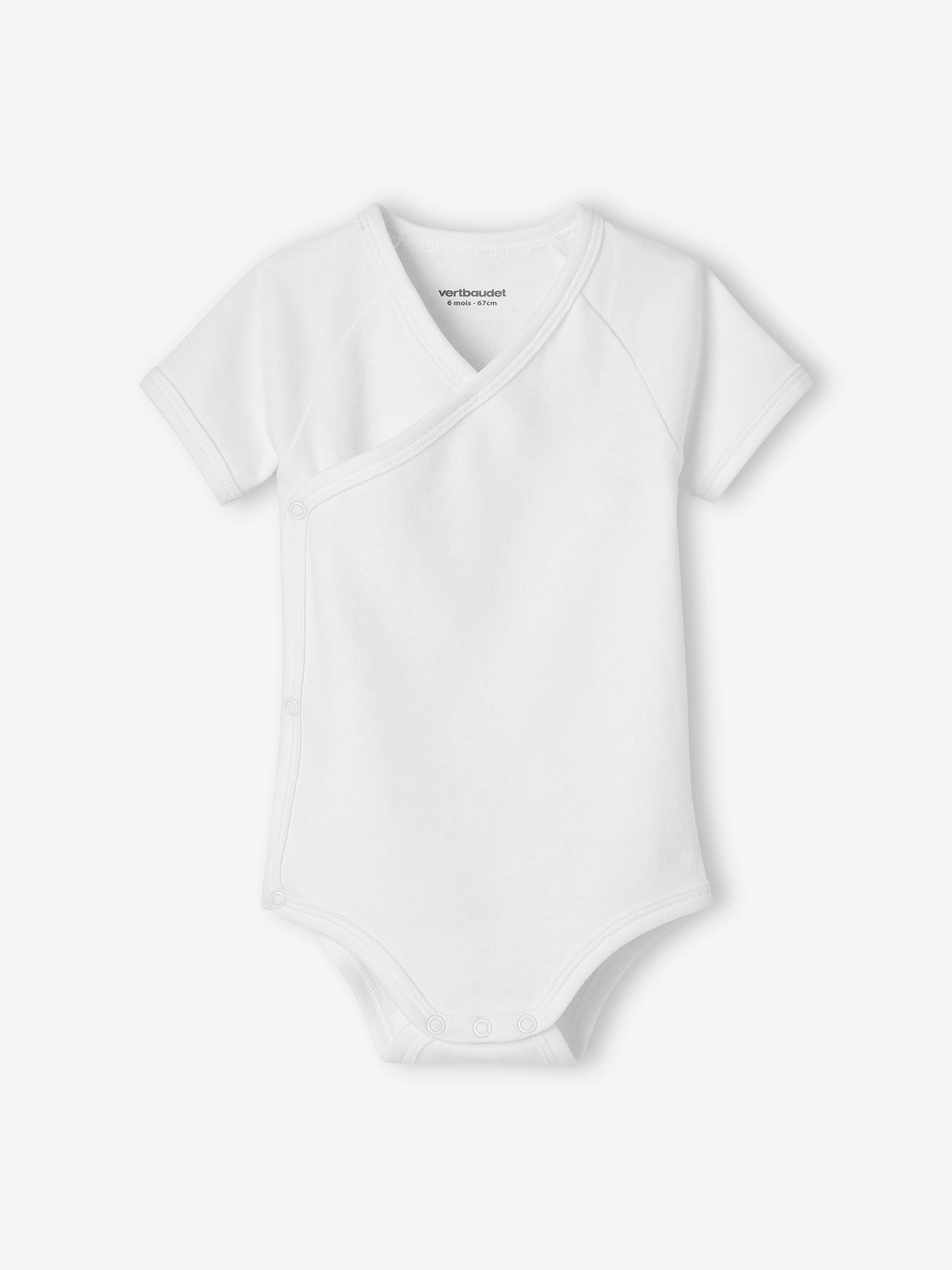 Vertbaudet 5er-Pack Neugeborenen-Bodys mit Öffnung vorn, Kurzarm BASIC Oeko-Tex - pack wollweiß