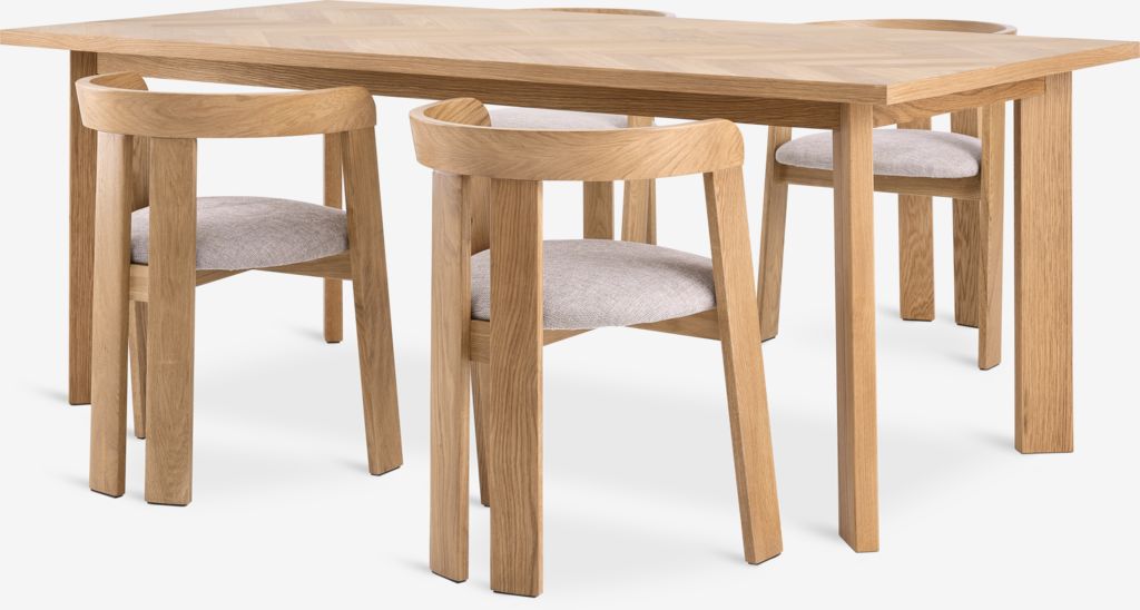 HARESKOV BOVRUP HARESKOV L200 eikebord 4 BOVRUP eik/beige stol