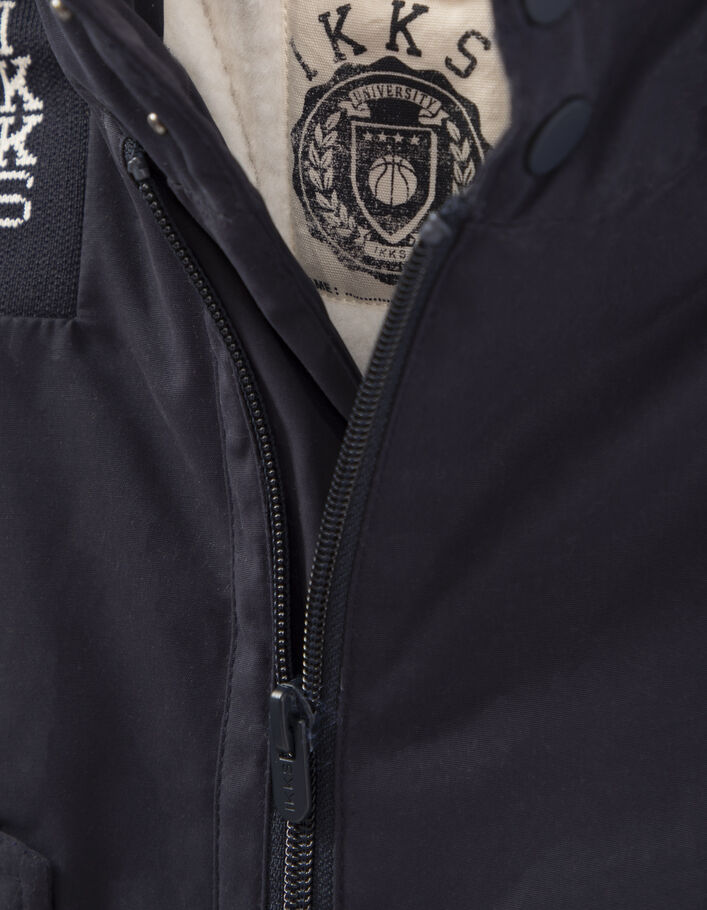 Parka marine fourrée à capuche bébé garçon