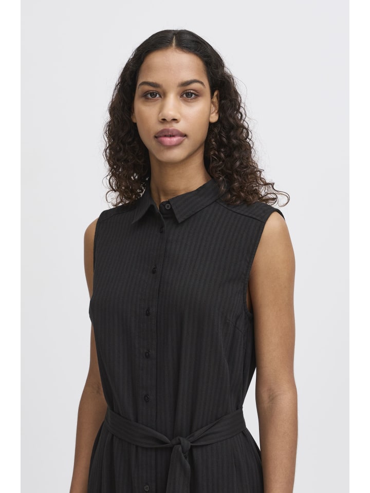 ICHI Midikleid in schwarz günstig kaufen