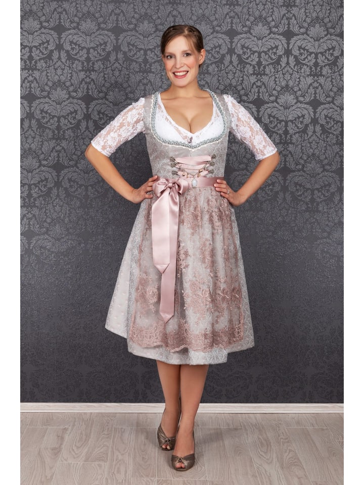 Edelnice Midi Dirndl 2-teilig Aurelie in silber, rosé günstig kaufen