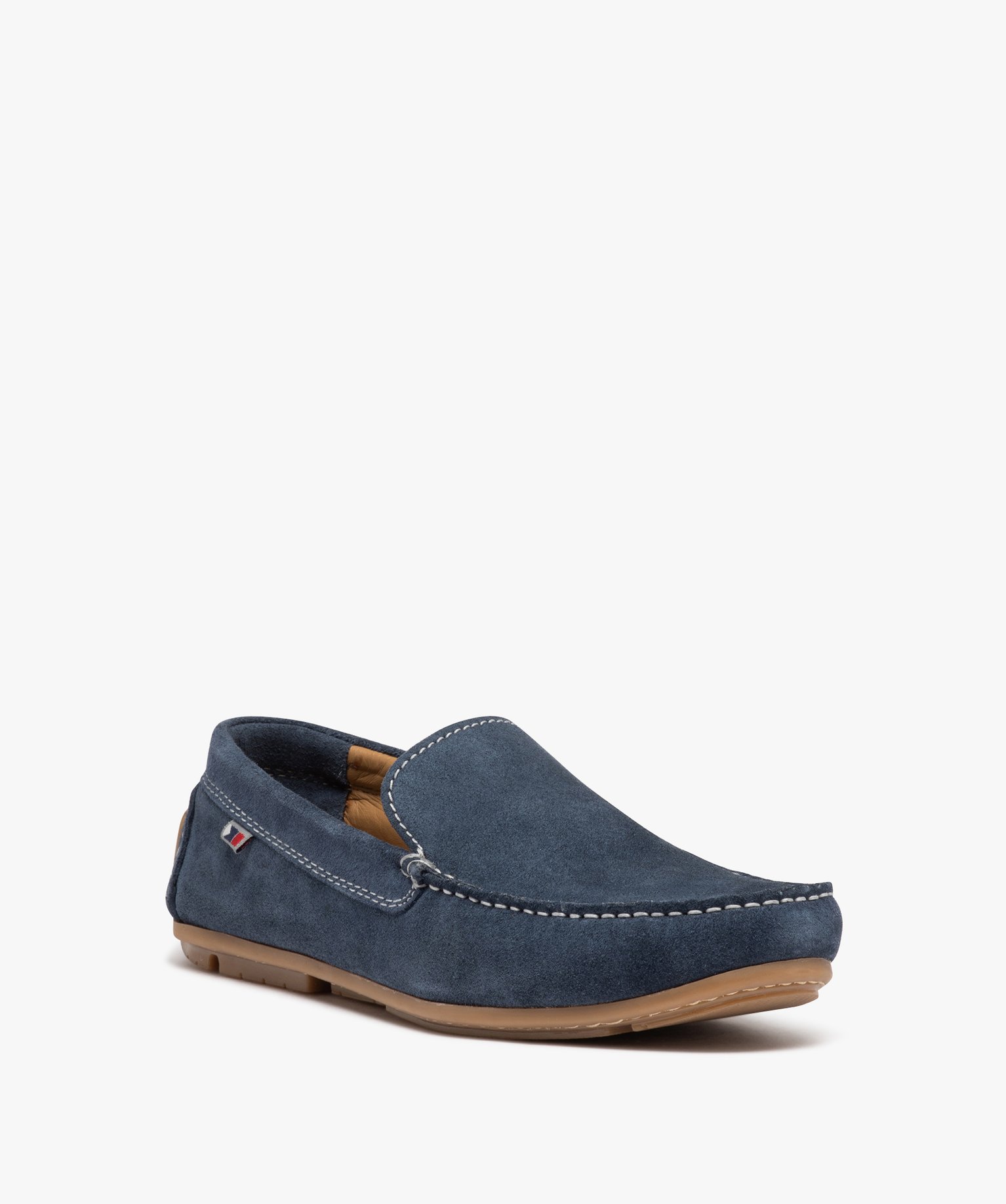 Mocassins homme unis en cuir velours bleu | GEMO