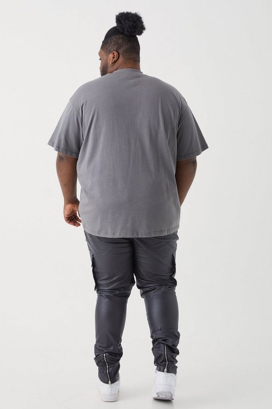 Plus beschichtete Skinny Twill Cargo-Hose