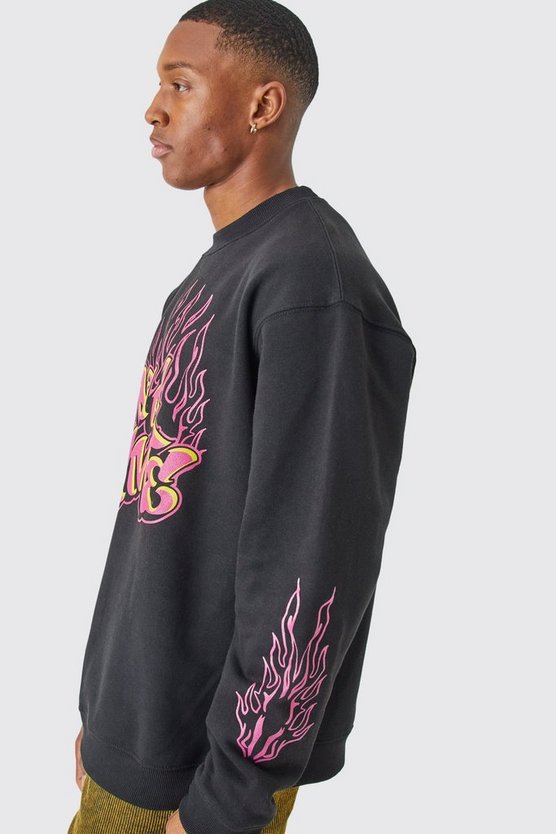 Oversize Sweatshirt mit Grafitti-Print