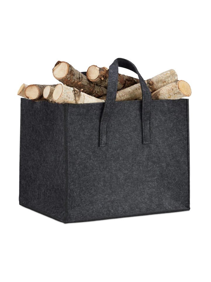 relaxdays Kaminholzkorb in Anthrazit - (B)43 x (H)34,5 x (T)36,5 cm günstig kaufen onesize