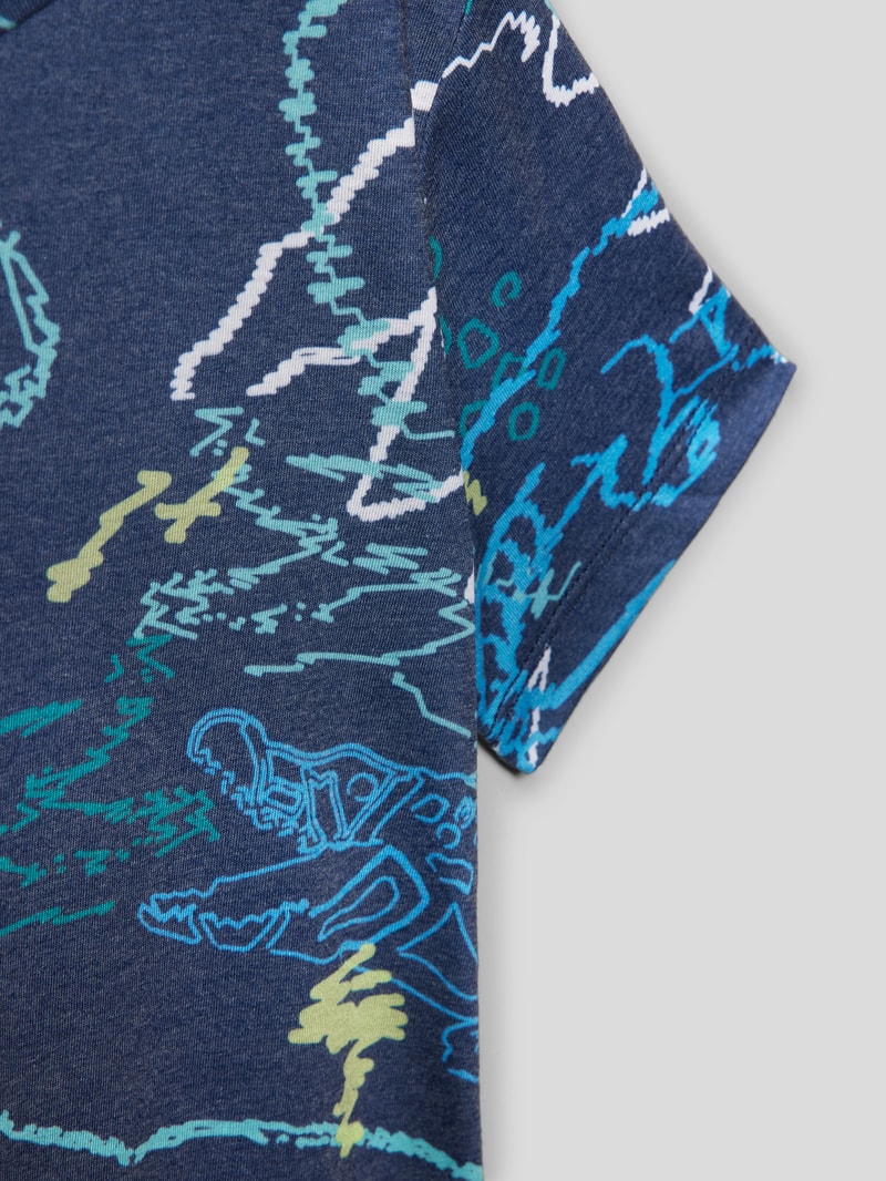 T-Shirt mit Allover-Print in marineblau
