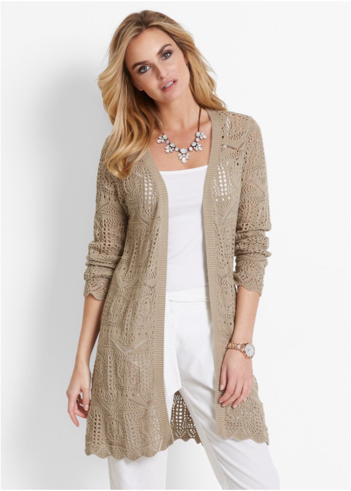 Ajour-Longstrickjacke