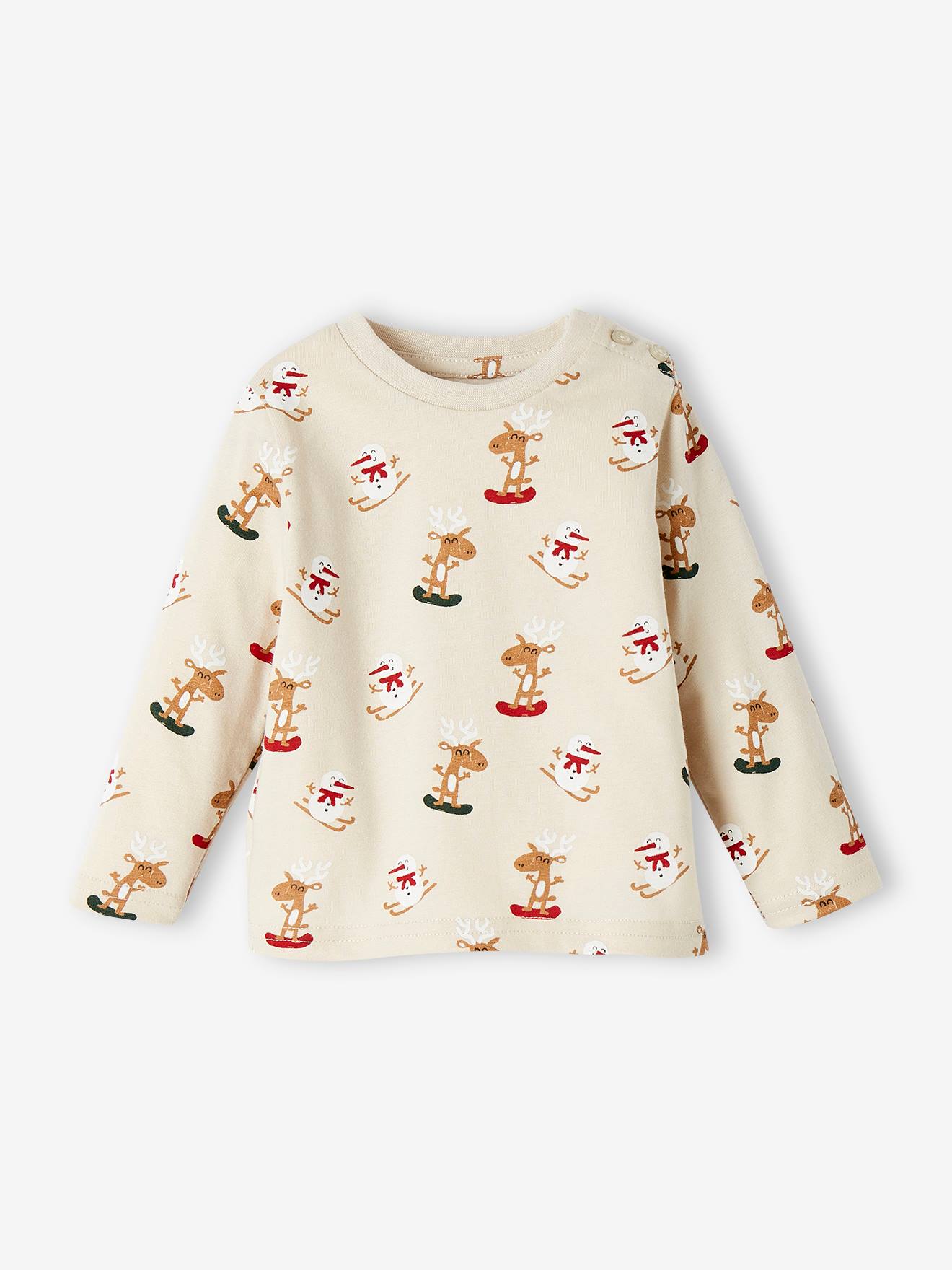 Vertbaudet Baby Weihnachts-Shirt - perlgrau