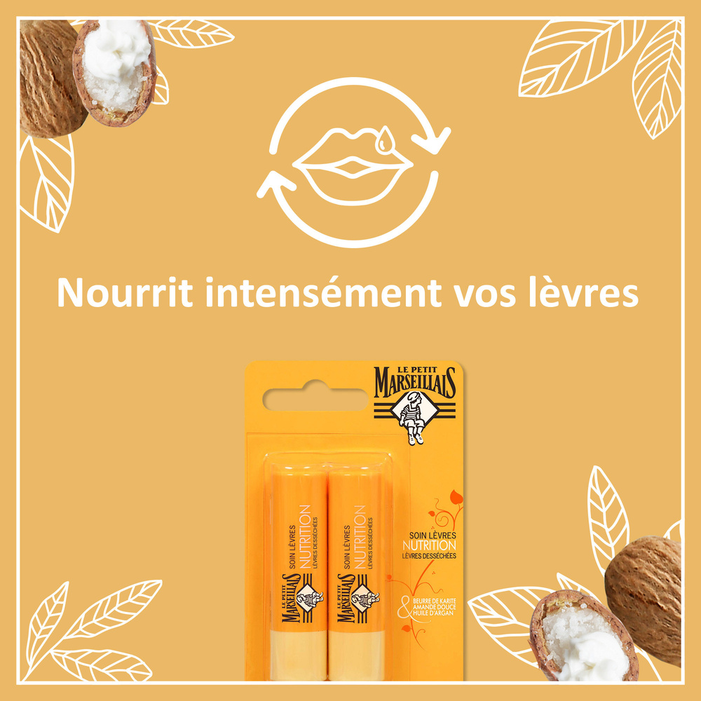 le petit marseillais Soins des Lèvres Stick Lèvres NutritionLèvres Desséchées x 2 Stick lèvres