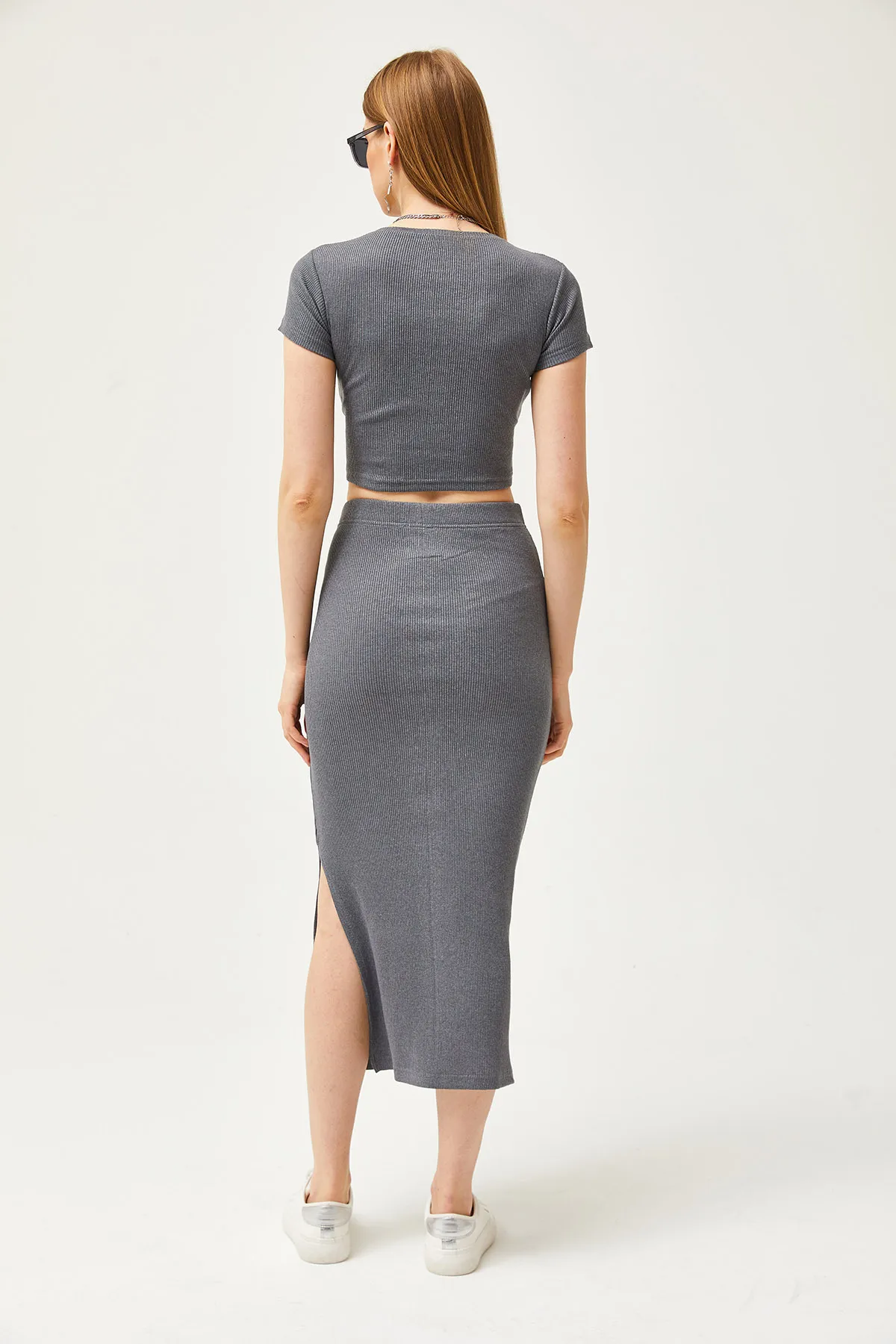Olalook  Geräucherter Kurzarm-Lycra-Anzug mit Schlitzrock für Damen TKM-19000194