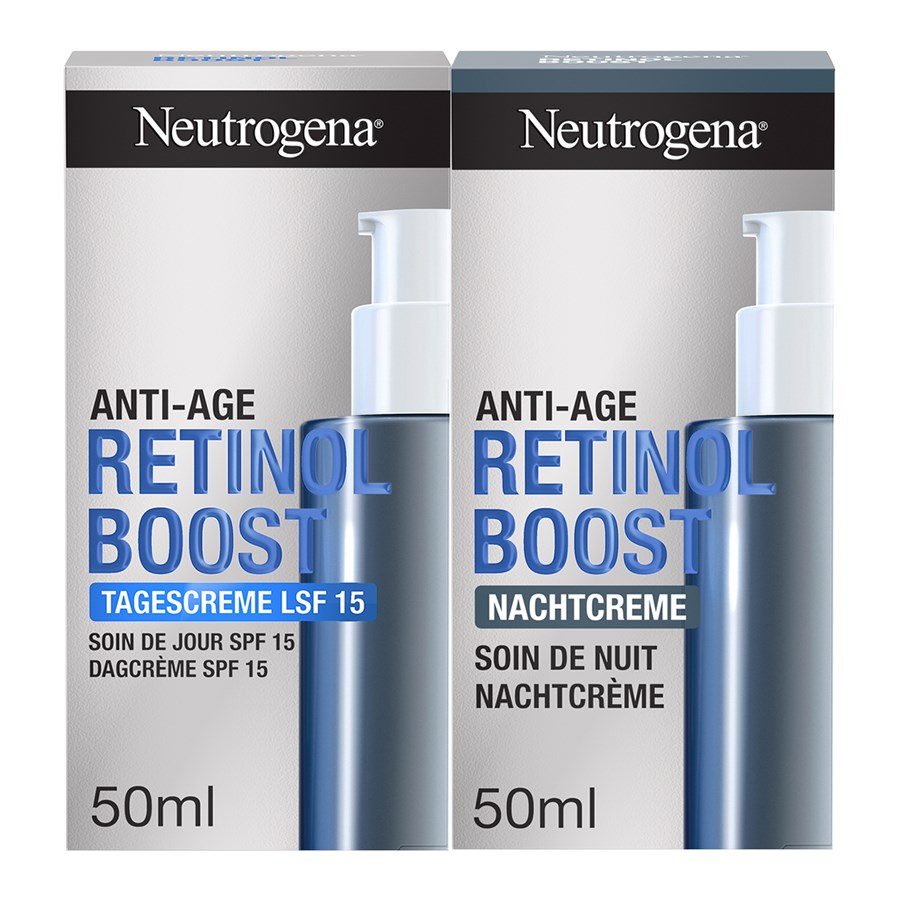 Neutrogena Retinol Boost Tagespflege LSF15 50 ml + Feuchtigkeitspflege Anti-Age Nachtcreme 50 ml
