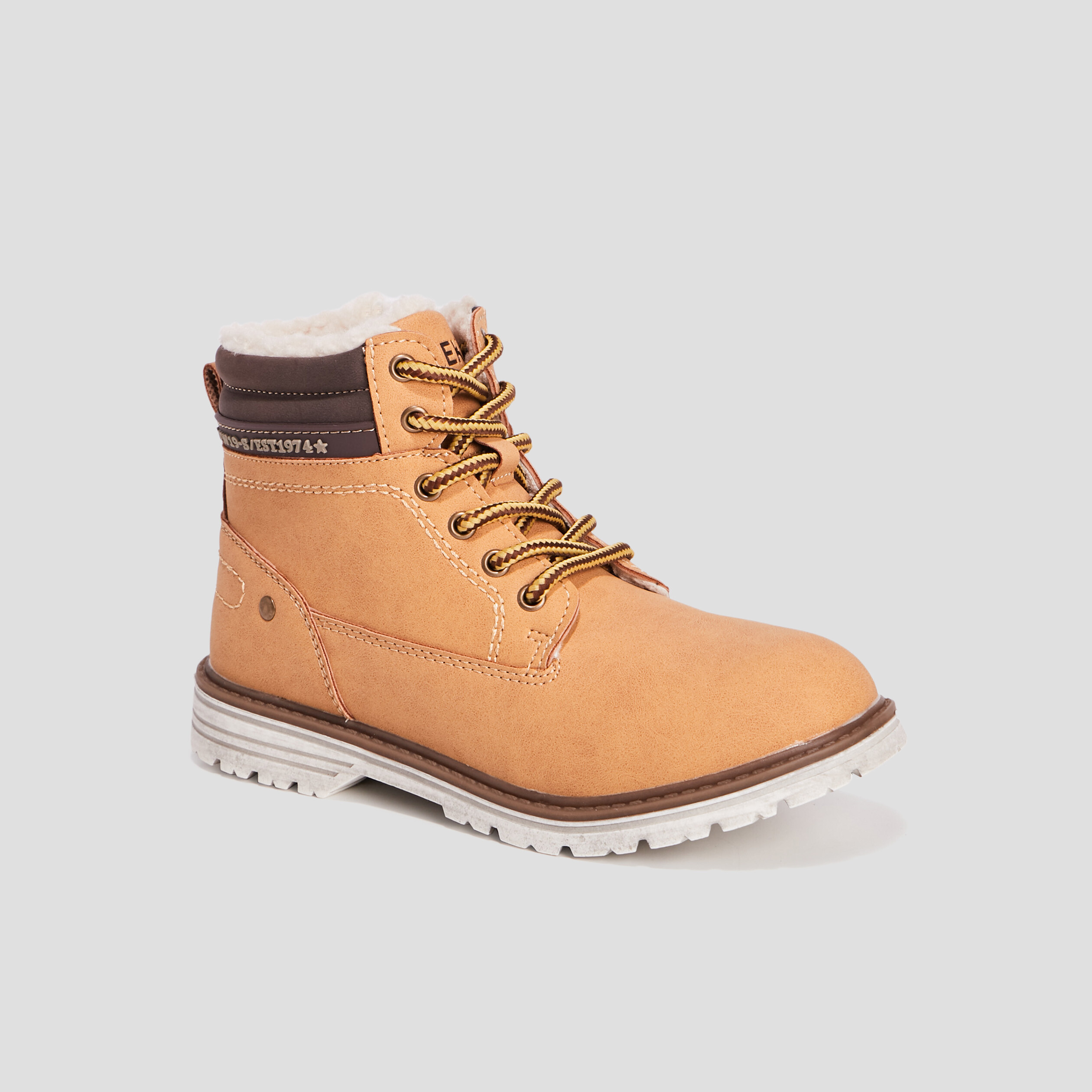 Bottines fourrées crantées zippées camel garçon | La Halle