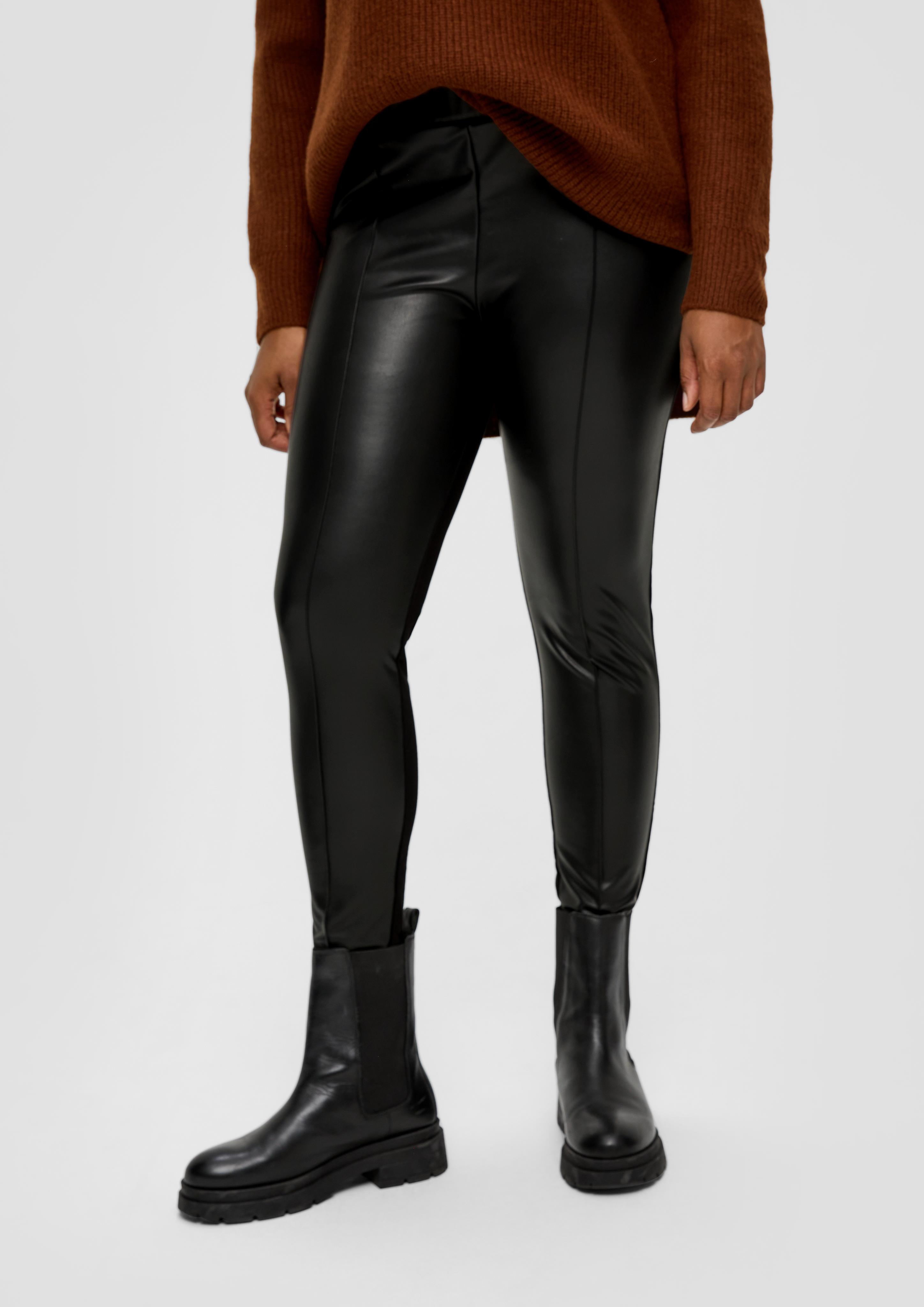 Leggings in Leder-Optik auf Vorderseite mit Biese  2139109-9999