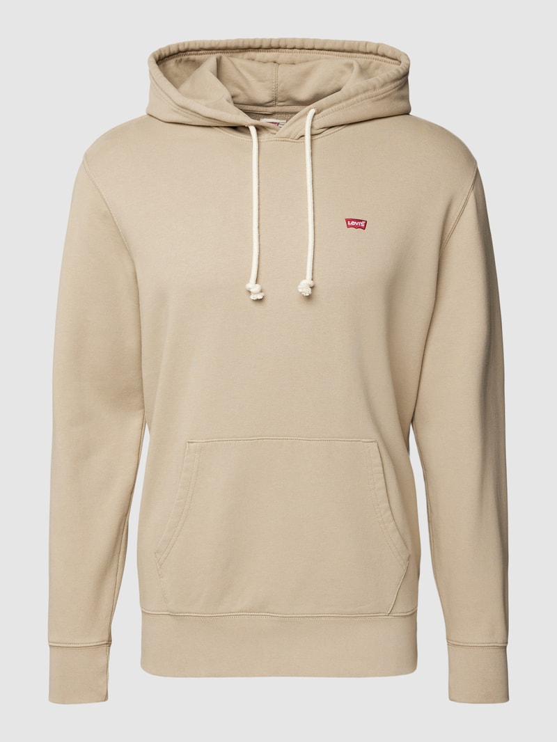 Hoodie mit Label-Stitching Modell 'NEW ORIGINAL' in olivgrün