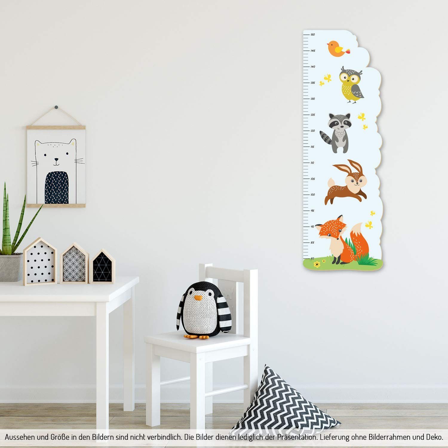 Kreative Feder Messlatte „Waldtiere“ für Kinder, Messlatte fürs Kinderzimmer im Norwegian Style; Messbereich 80–150 cm