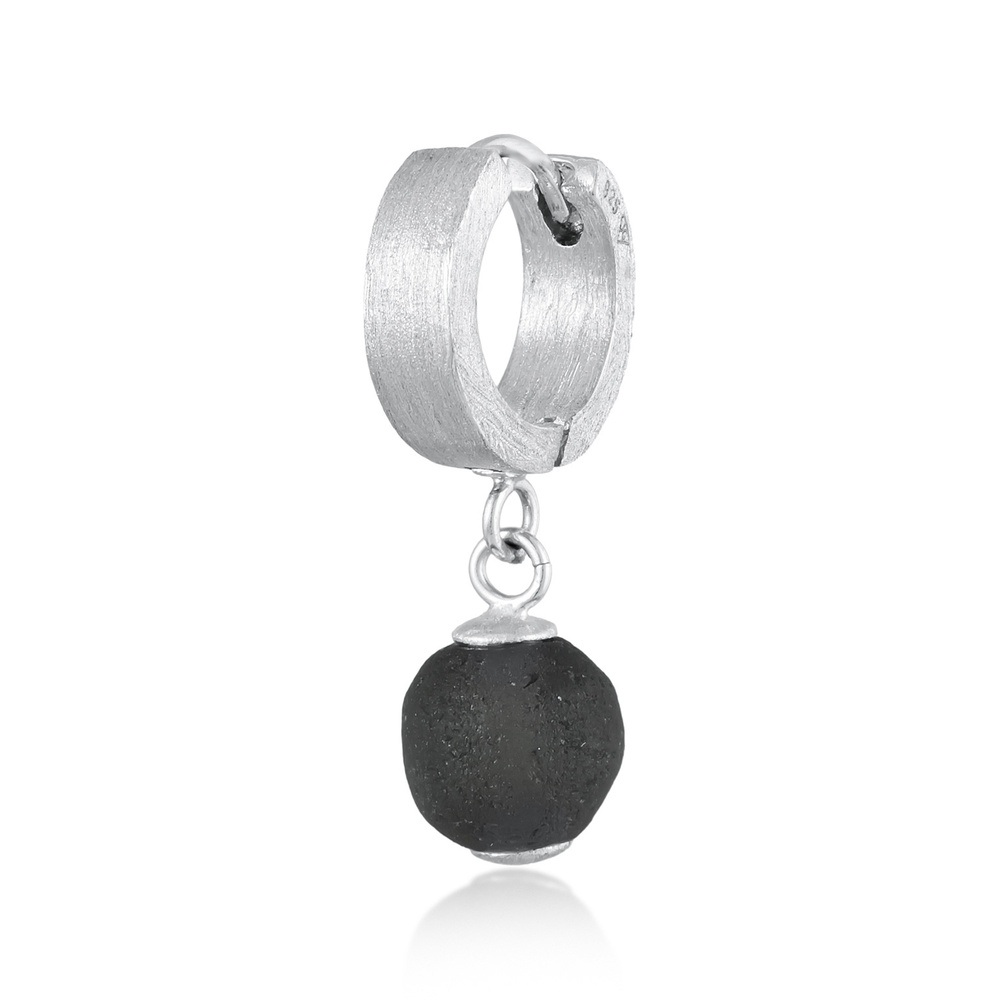 KUZZOI KUZZOI Boucles d'Oreilles Hommes Créoles Rond Single Pièce avec perle de verre en Boucles d'oreilles