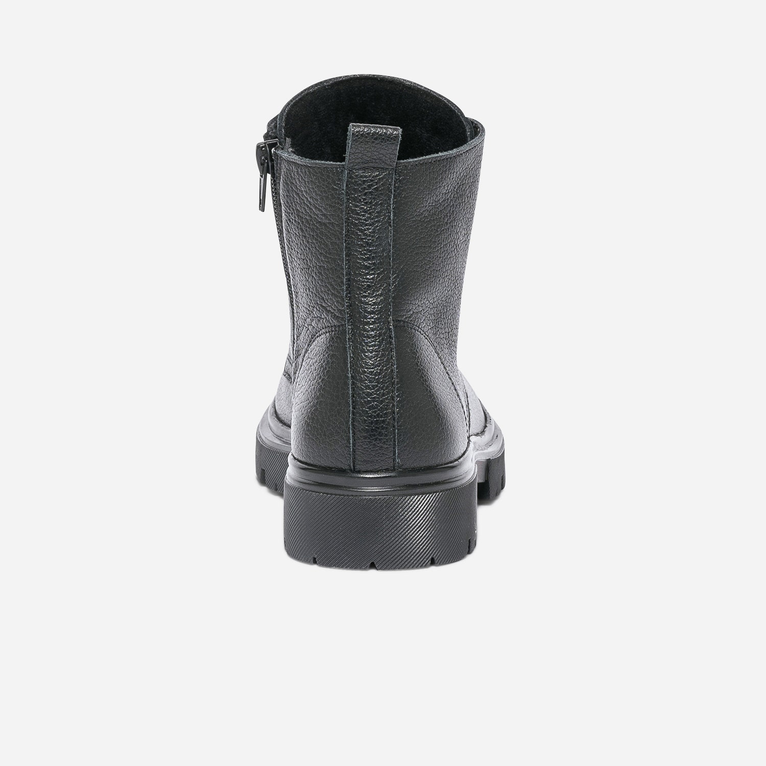 Bottine à lacet noire éco-conçue en cuir