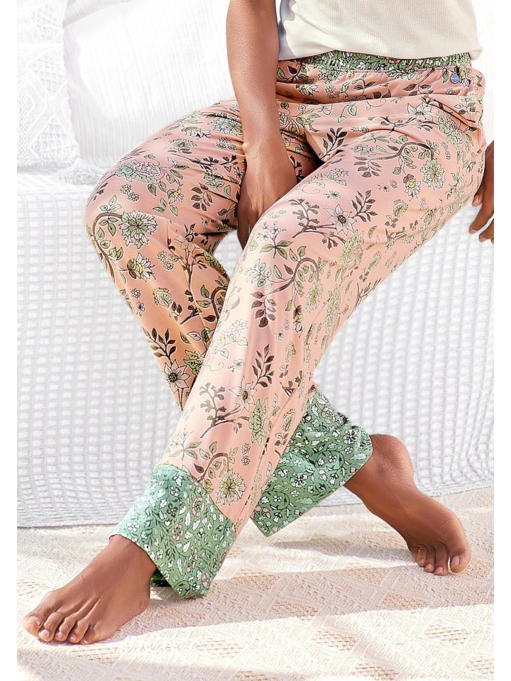 LASCANA Schlafhose in rosa-schilfgrün günstig kaufen