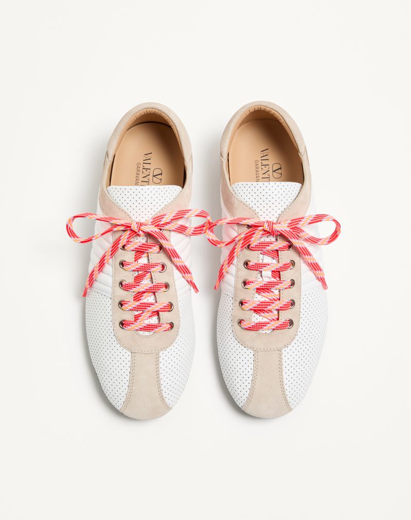 Baskets Strikie en cuir nappa perforé et croûte