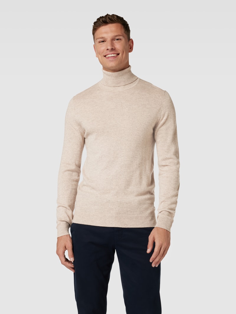 Strickpullover mit Rollkragen in stein meliert