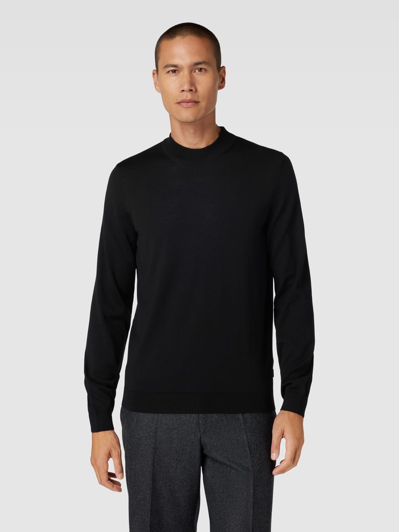 Strickpullover mit Rundhalsausschnitt Modell 'Bjarno' in schwarz