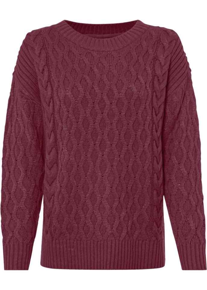 Strickpullover mit Zopfmuster