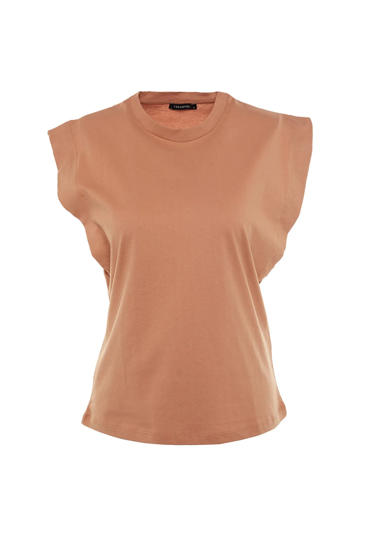 Trendyol Collection  Lachsfarbenes Basic-Strick-T-Shirt mit Rundhalsausschnitt aus 100 % Baumwollwatte TWOSS20TS0021