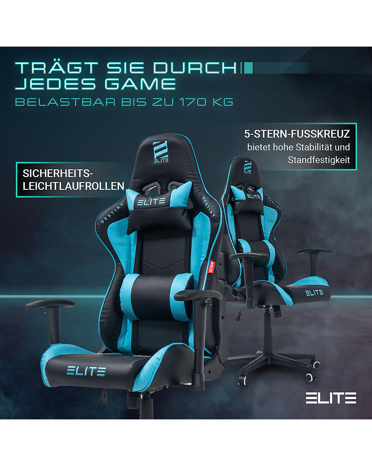 Gaming Stuhl DESTINY MG200 - Ergonomischer Racing Gaming Stuhl - Auch als RGB