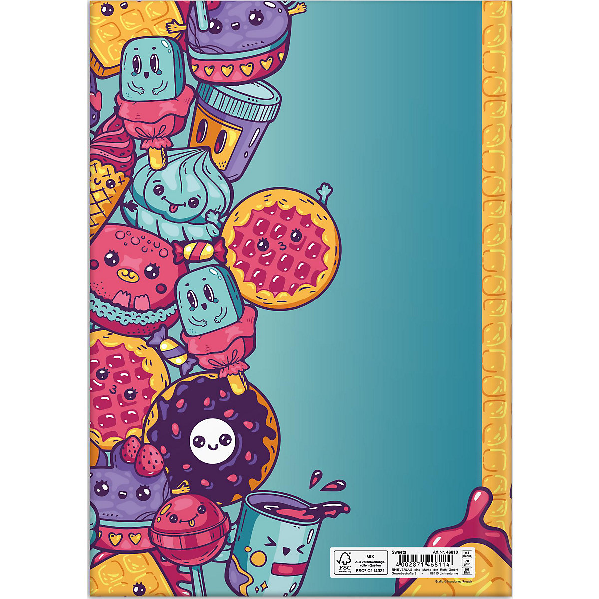 Notizbuch Sweets, blanko, DIN A4, 96 Blatt