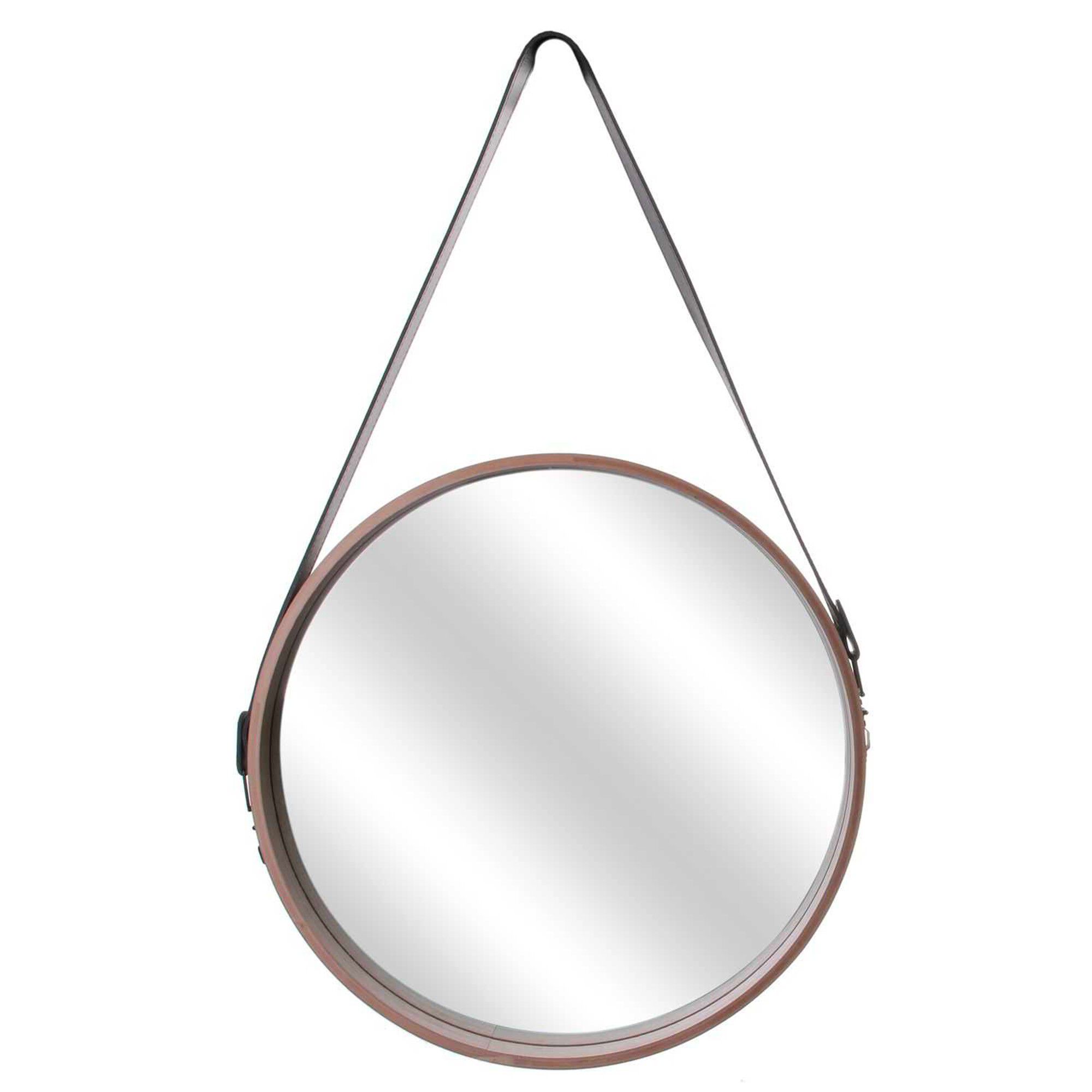 Miroir mural rond type barbier avec anse