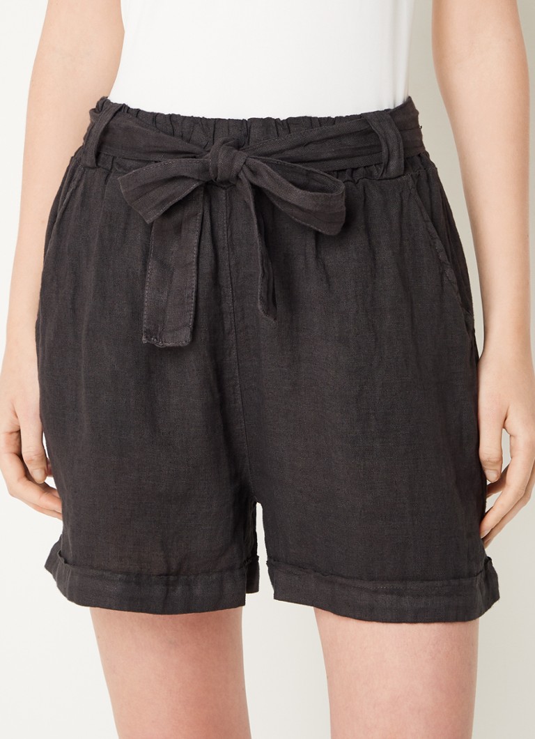 Pantaloni scurți din in cu talie înaltă și croială dreaptă de la By-Bar