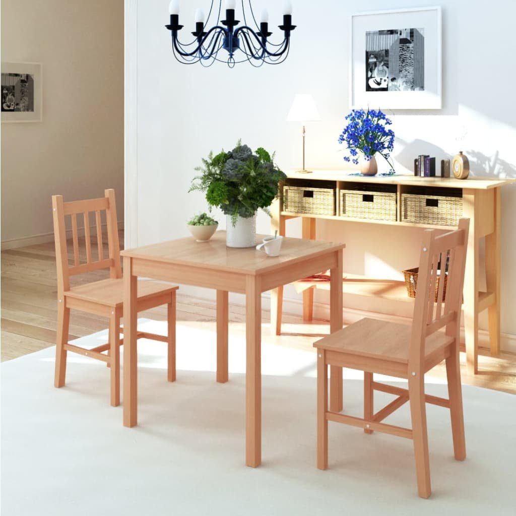 vidaXL Essgruppe Dreiteiliges Esstisch-Set Pinienholz, (3-tlg)