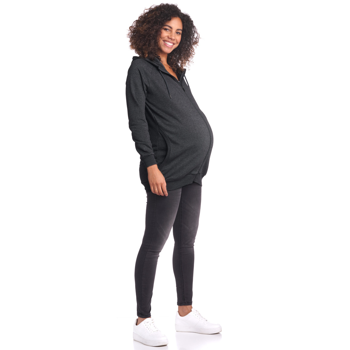Damen Umstands-Sweatjacke mit Kapuze