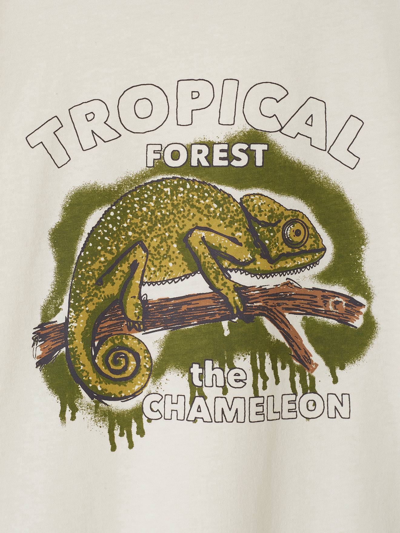 Vertbaudet Jungen T-Shirt mit Tierprint, Recycling-Baumwolle - wollweiß