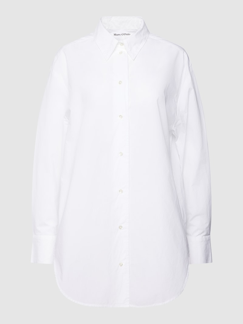 Longbluse mit Hemdblusenkragen in weiß