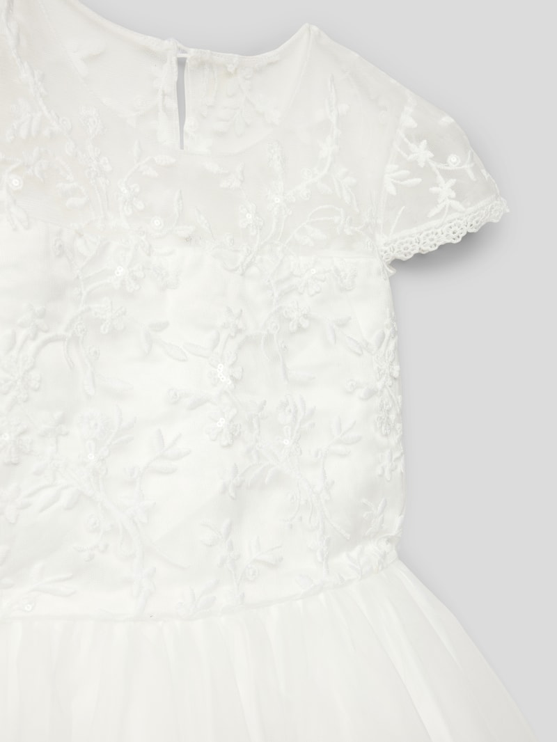 Kleid mit floralen Stickereien in ecru