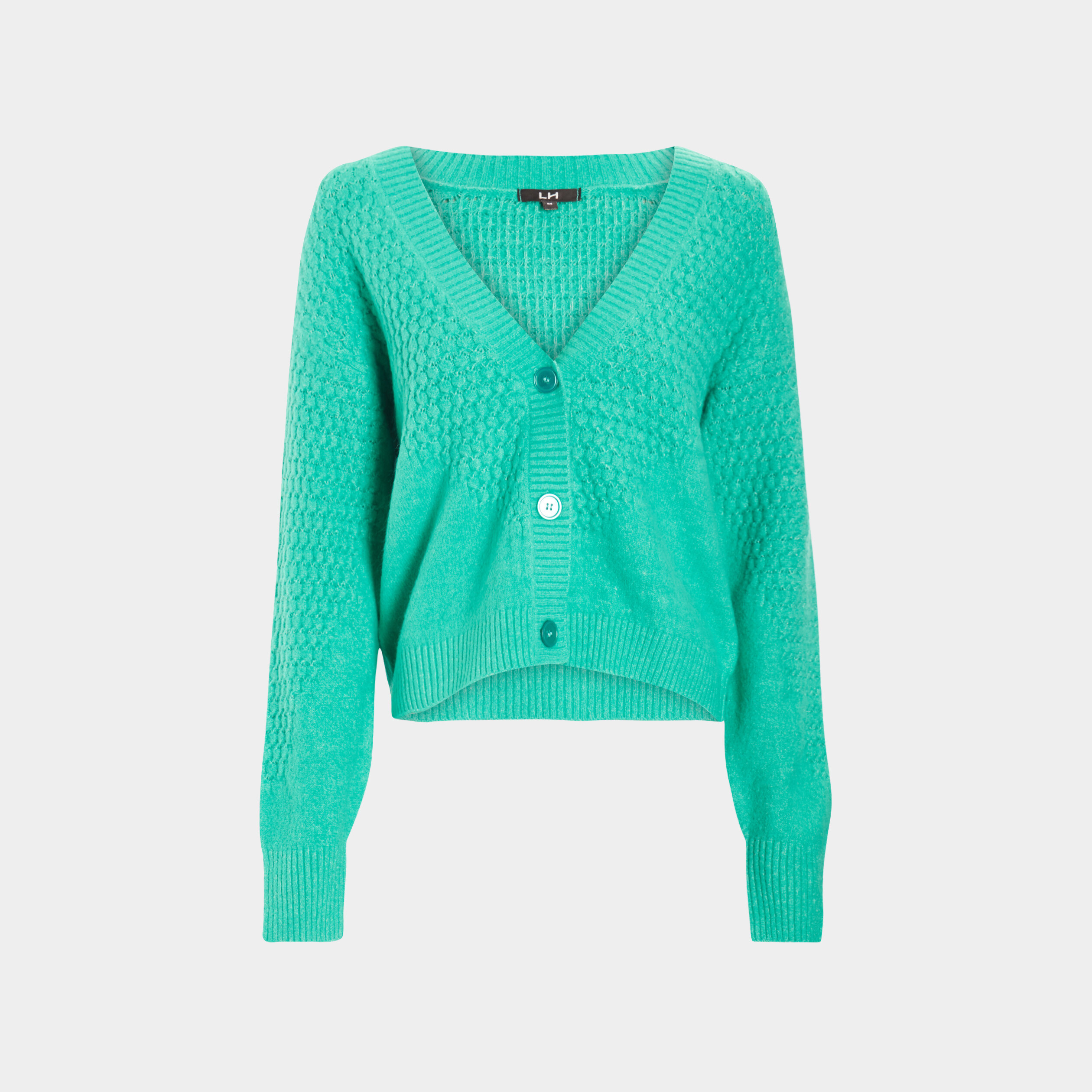 Gilet boutonné à col en V vert menthe femme | La Halle