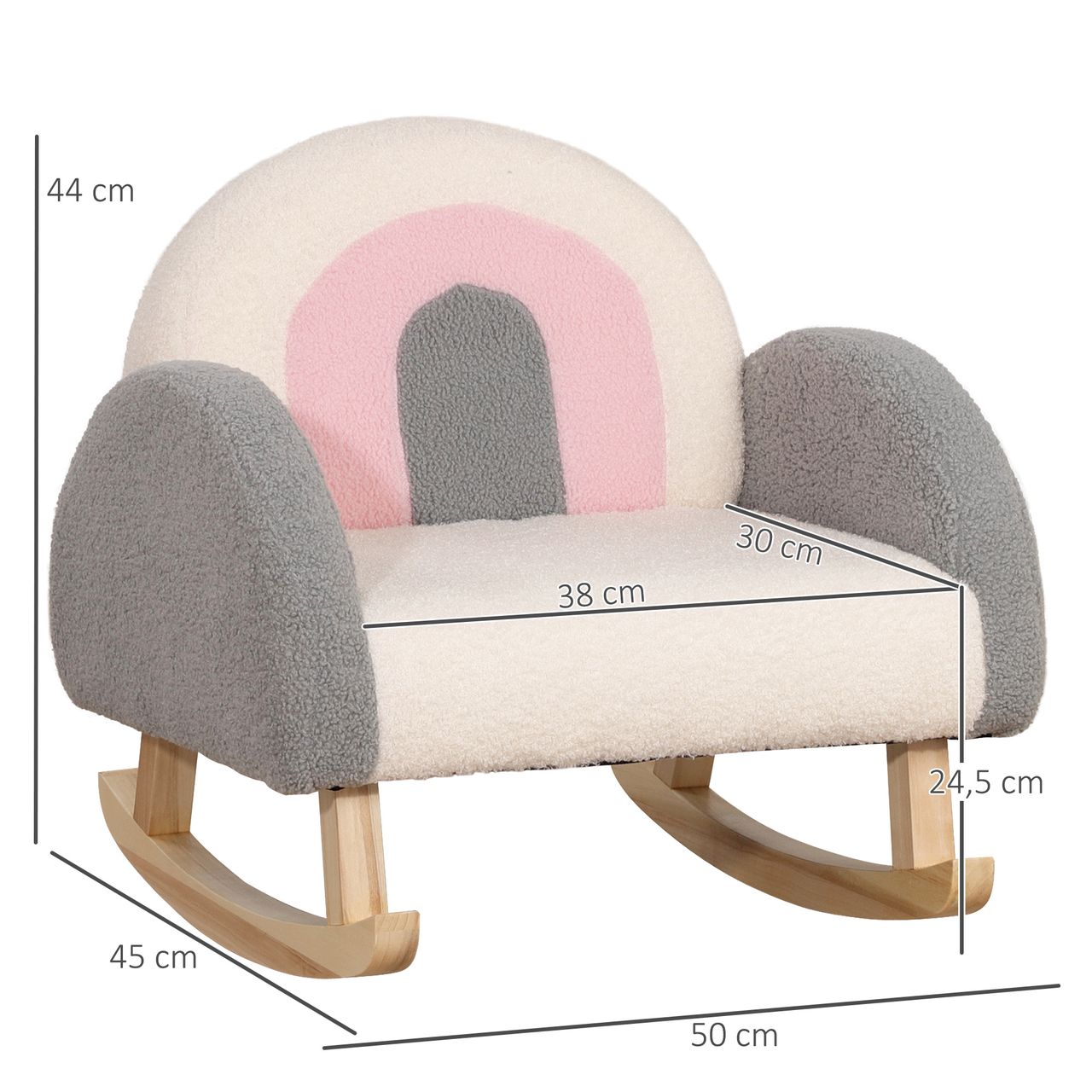 HOMCOM Kindersofa Schaukelstuhl für Kleinkinder Kindercouch Eukalyptusholz Grau