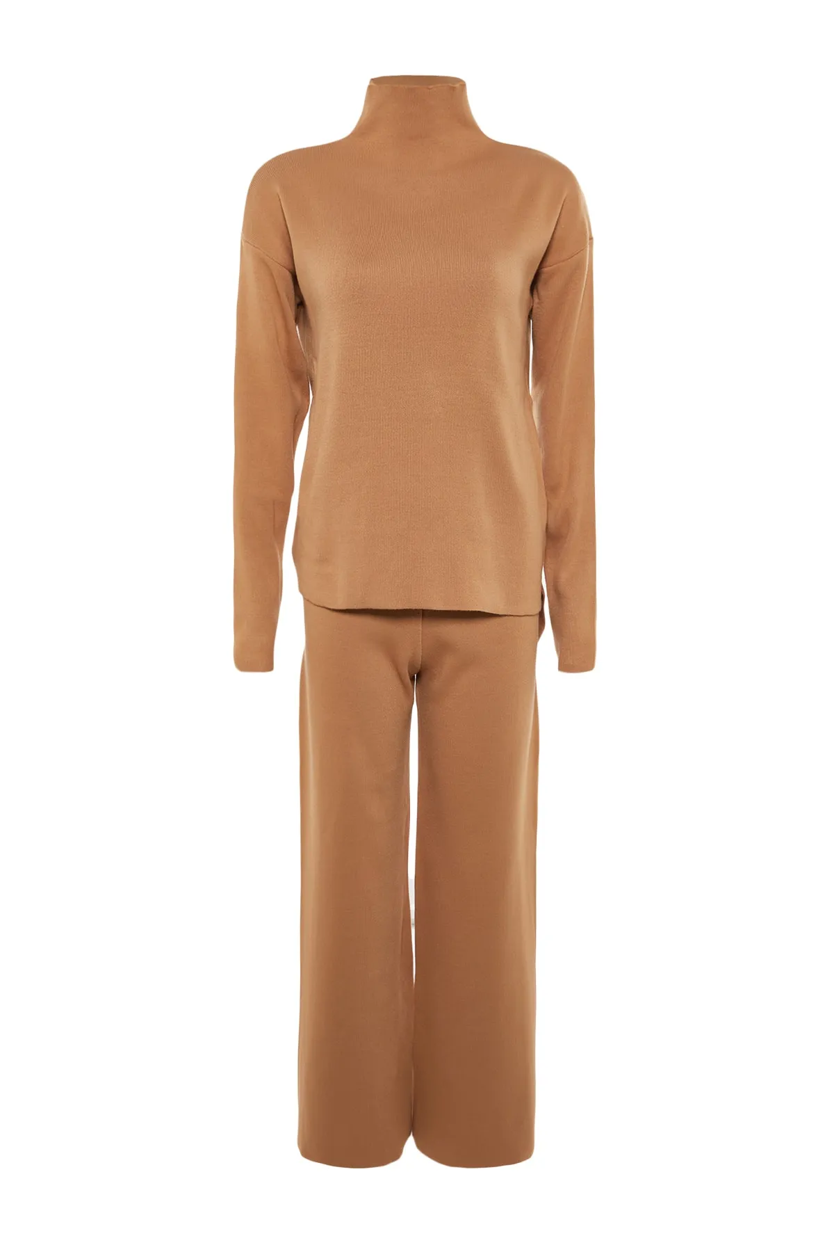 Trendyol Collection  Kamel Normale Hose Strickoberteil und Unterteil Set TWOAW21AU0060