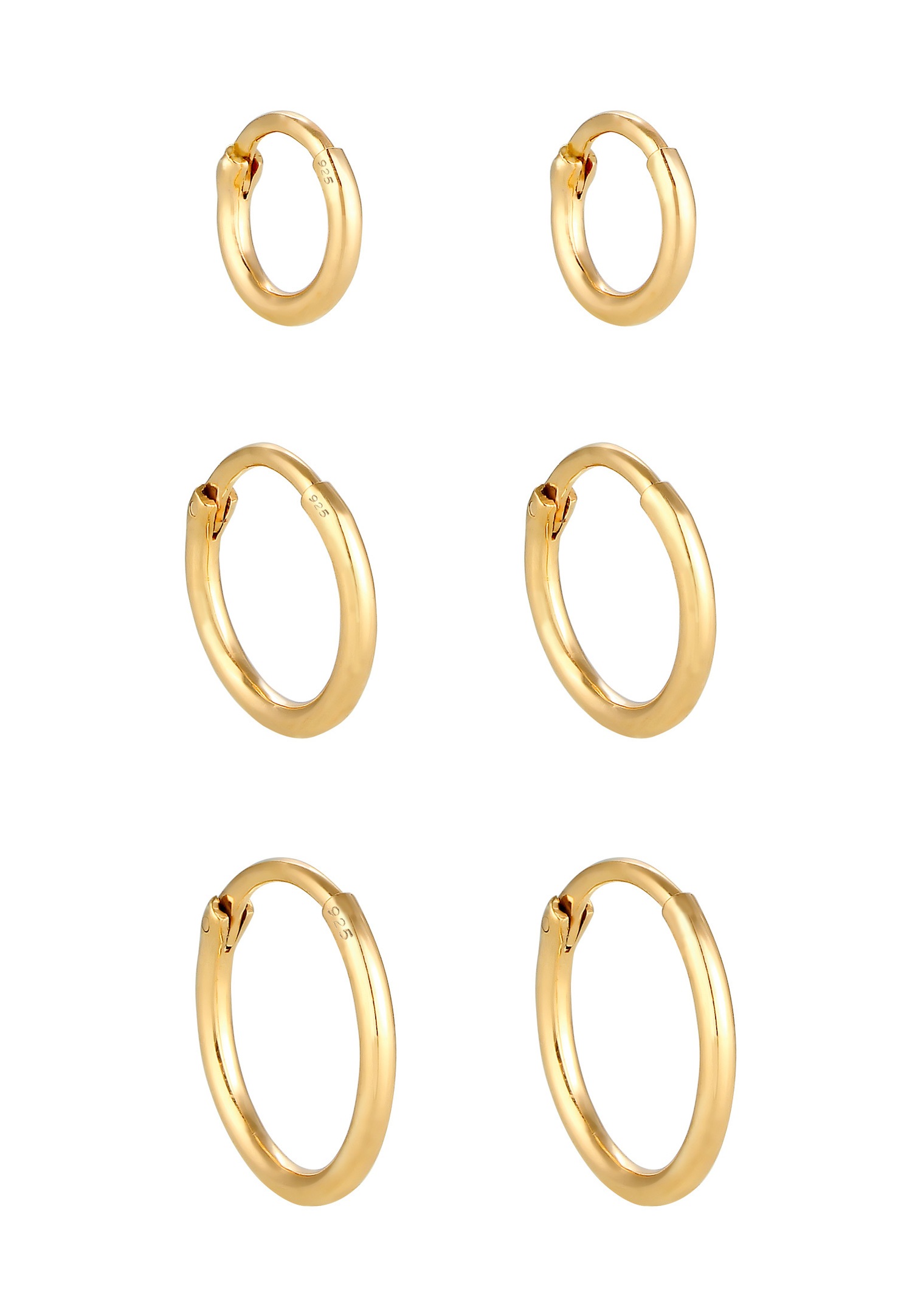 Dámske kruhové náušnice Elli, sada Trio Basic Must-Have Trend zo striebra 925